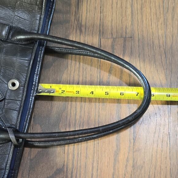 Barneys New York Gray Crocodile-Embossed Leather Tote - Picture 11 of 11